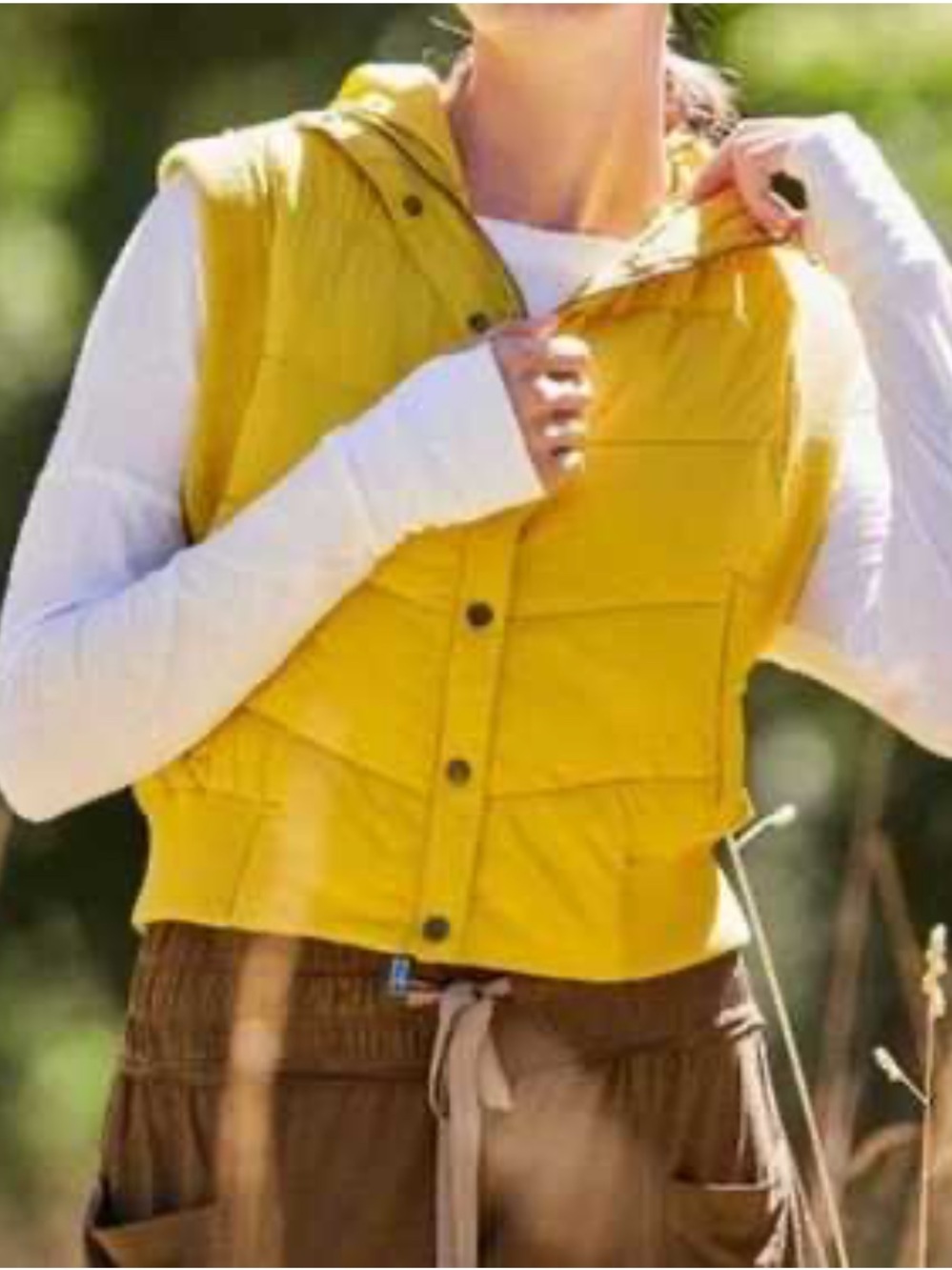 free people movement nature seeker Bright Yellow Quilted Hooded Puffer Vest s